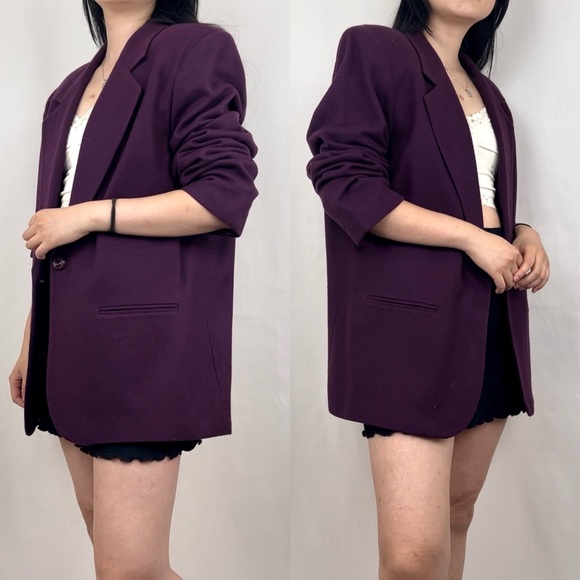 Vintage Dark Purple Sag Harbor Wool Blazer - Picture 3 of 8